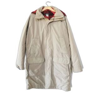 WOOLRICH Vintage Plaid Wool Long Cargo Parka Coat Insulated Hoodie Mens Medium